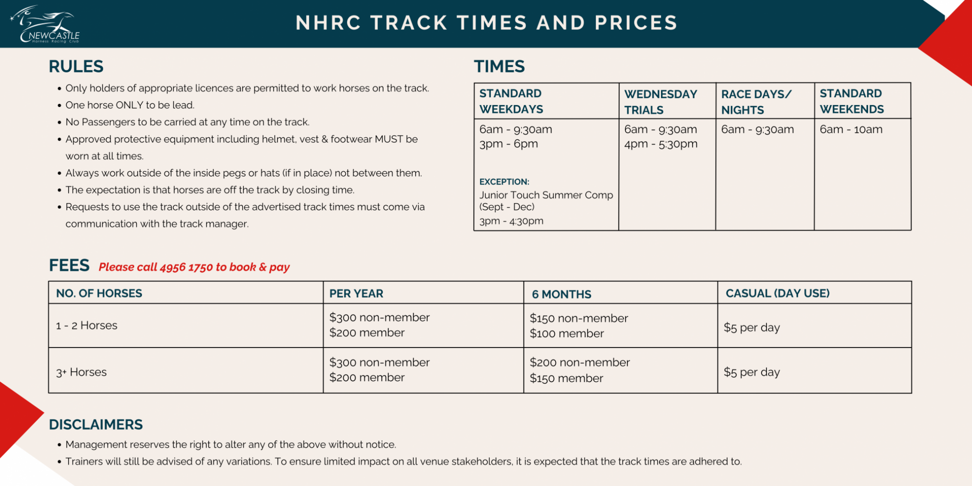 NHRC Track times and Prices 4